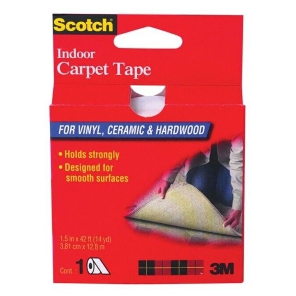 Scotch CT2010 Double-Sided Carpet Tape, 60 ft L, 1-1/2 in W